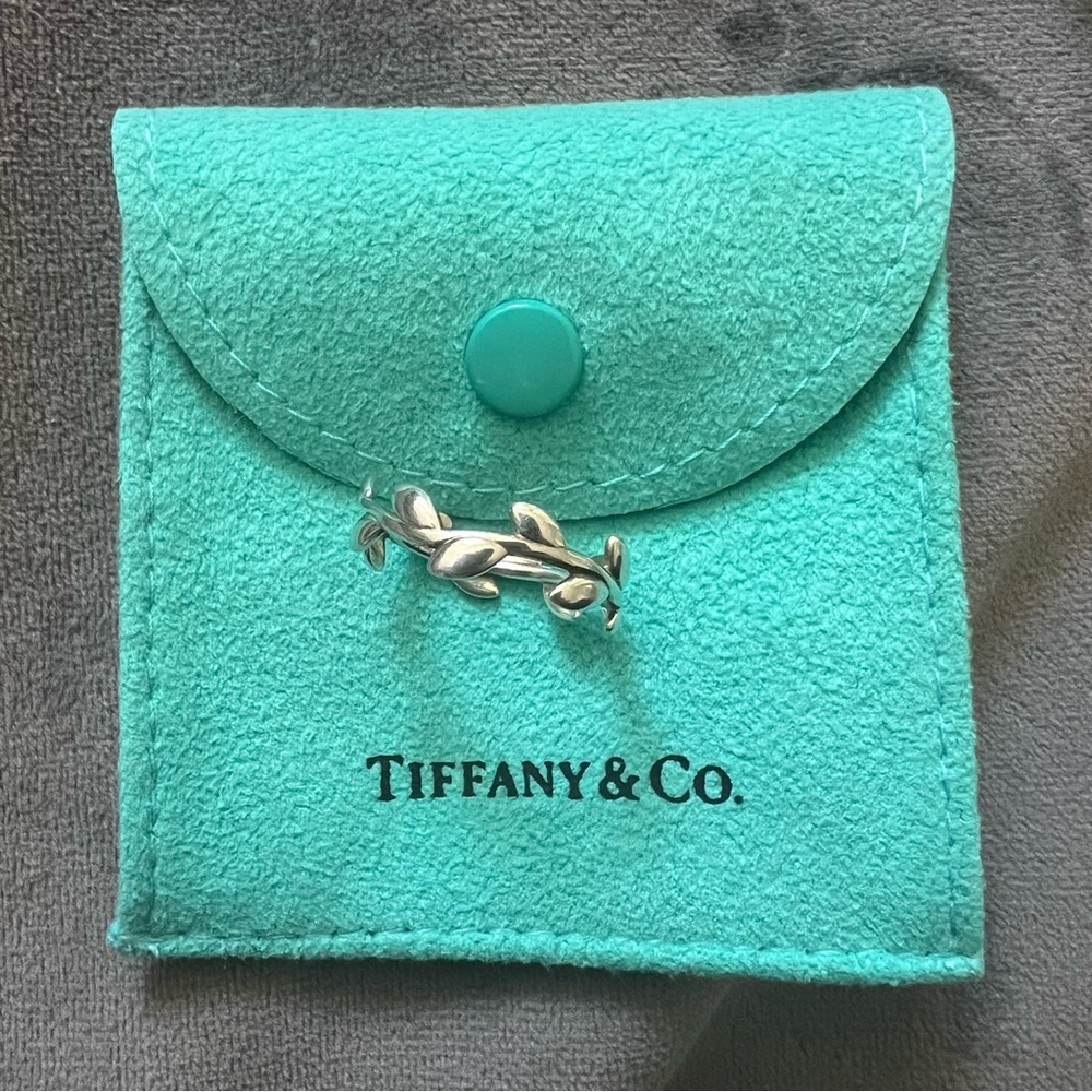 Tiffany & Co. Silver Olive Leaf Band Ring